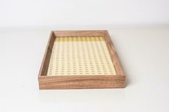 BANDEJA RECTANGULAR "SUECIA" DE MADERA CON ESTERILLA "M" BAJA - comprar online