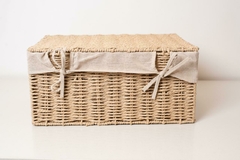 CAJA CON TAPA "GIRONA" Y LIENZO "S" BEIGE - comprar online