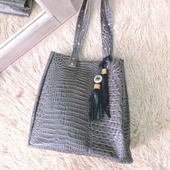 TOTE BAG LU CROCO GRIS