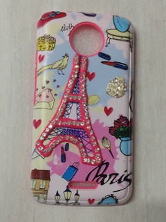 Moto C Plus Funda Reforzada diseños Stras Paris