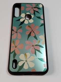 Moto E7i Power Funda Rigida slim diseño brillos flores fondo Verde