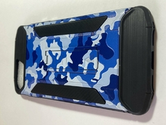 iPhone 7 = 8 Funda Reforzada Diseños con Soporte Camuflada Azul