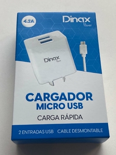 Cargador pared USB 4.2A carga rápida con cable micro USB v8 dinax