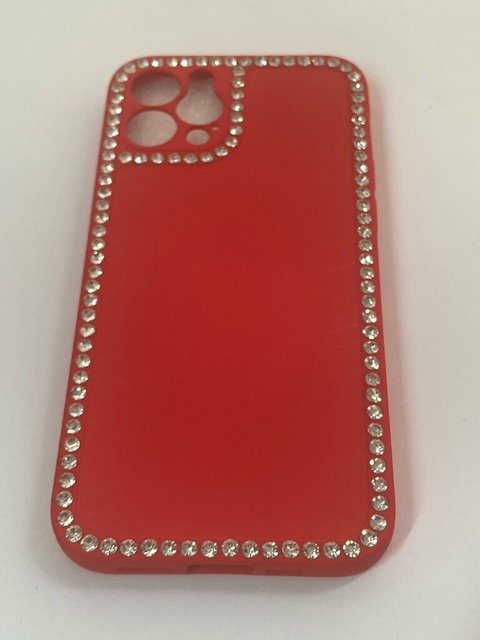 iPhone 12 - 12 Pro funda silicona Diamantes Flexible con Felpa Interior Roja
