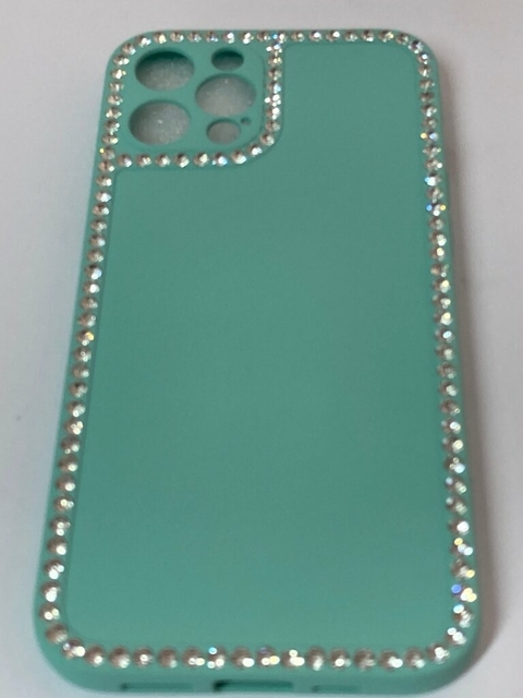 iPhone 12 - 12 Pro funda silicone case Diamantes Flexible con Felpa interior Aqua