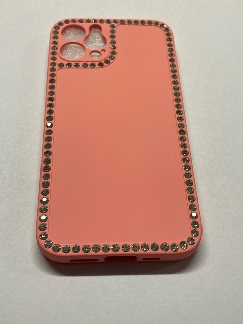 iPhone 12 - 12 Pro funda silicona Diamantes Flexible con Felpa interior Salmon