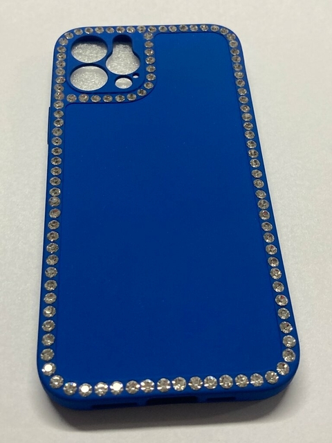 iPhone 12 - 12 Pro funda silicona Diamantes Flexible con Felpa interior Azul