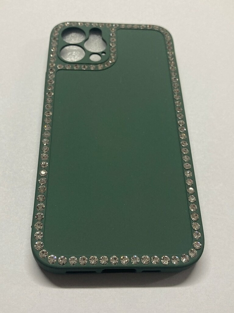 iPhone 12 - 12 Pro funda silicona Diamantes Flexible con Felpa interior Verde