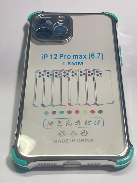 iPhone 12 Pro Max Funda Antishock borde color Plateada