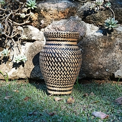 Vaso Arumã 30Cm Alt Preto/Cru