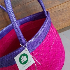 Cesto Piaçava Pink E Roxo Ba - comprar online