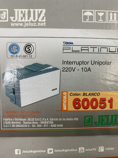 Modulo Interruptor Tecla Punto Jeluz Platinum Blanco X 50u - comprar online