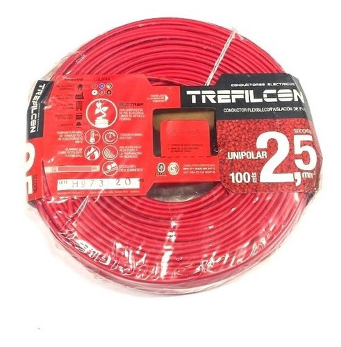 Cable Electrico Unipolar 1x1,5mm Normalizado Trefilcon Rollo Color Rojo X  100 Metros