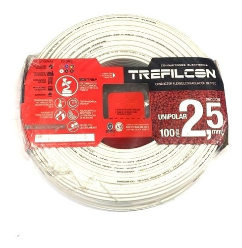 Cable Electrico Unipolar 1x1,5mm Normalizado Trefilcon Rollo Color Rojo X  100 Metros