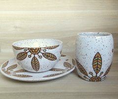 Conjunto em ceramica artesanal Trio Floral