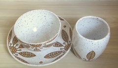 Conjunto em ceramica artesanal Trio Floral - comprar online