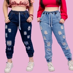 Calça Jogger Feminina Jeans Blogueira Cintura Alta