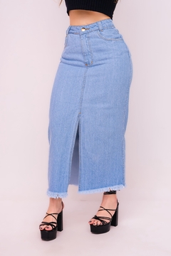 Saia Midi Jani Jeans 100% - - comprar online