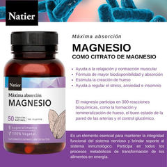 MAGNESIO SUPLEMENTO DE MÁXIMA ABSORCIÓN NATIER 50 CAPS - comprar online