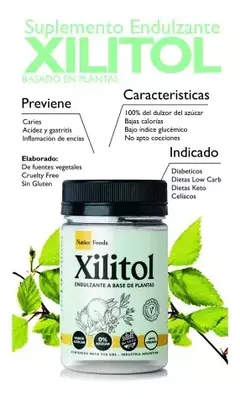 Xilitol Endulzante Natural Apto Vegano -Natier 250gr - comprar online