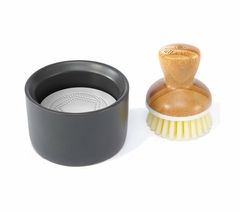Cepillo de cocina para vajilla con base de cerámica color gris oscuro Full Circle