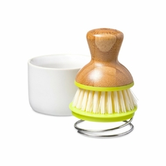 Cepillo de cocina para vajilla con base de cerámica color blanco Full Circle - Holístico Natural