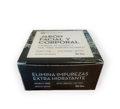 Jabón Sólido Vegetal Carbón Activado y Tea Tree Elimina Impurezas Botanika 90gr - comprar online