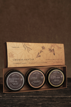 KIT MEDICINAL CREMAS SANTAS DE CALÉNDULA - ÁRNICA - TEA TREE TIERRA PURA EN CAJA