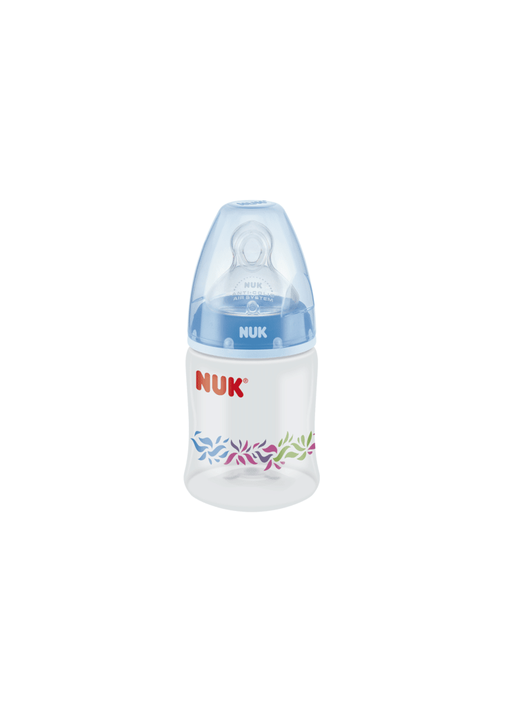 NUK biberón First Choice+ Flow Control, 6-18 meses, Control de  temperatura, Tetina de silicona, Válvula anticólica, Sin BPA, 360 ml, Azul