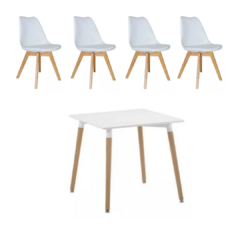 Mesa Eames cuadrada + 4 sillas Tulip