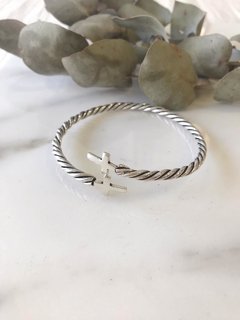 Pulsera Plata 925 - Esclava Abierta con Cruces