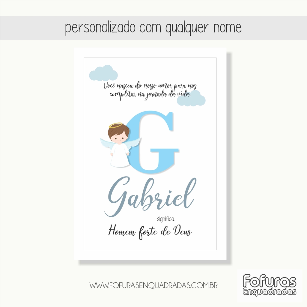 Conjunto 4 Quadros Significado Nome - Gabriel