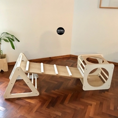 TRIANGULO + RAMPA/TOBOGAN + CUBO SIMIL MADERA