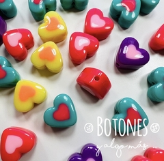 CORAZON COMBINADO MULTICOLOR 17x15MM (Cod:663)