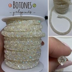 TUBO CORDON DE SILICONA CON GLITTER 5MM - BLANCO- (COD:450)