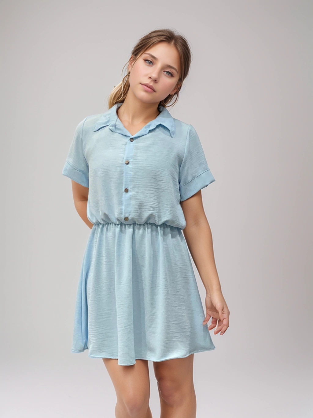 Vestido camisa manga corta