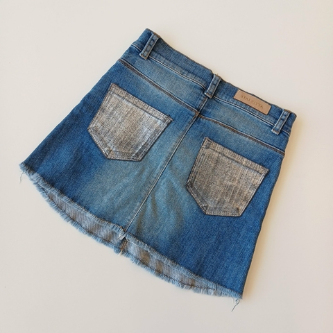 POLLERA STAI ZITTA T. 8 AÑOS JEANS BOLSILLOS PLATA * DETALLE en internet