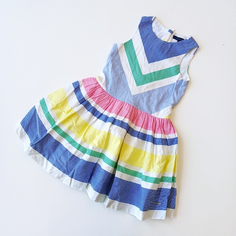 VESTIDO TOMMY T. 4 AÑOS BLANCO RAYAS COLORES