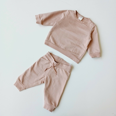 CONJUNTO H&M T. 6 MESES ROSA VIEJO BUZO + PANTALON