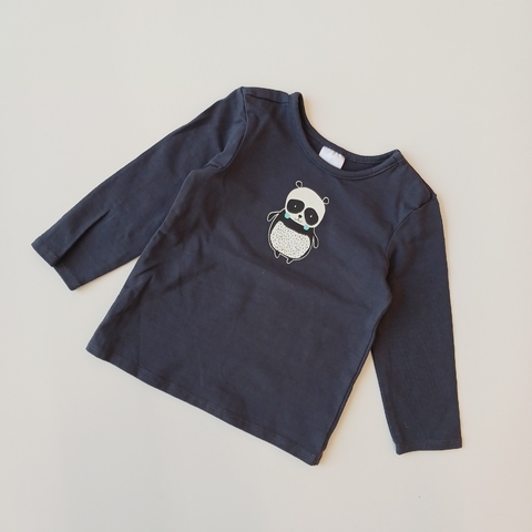 REMERA S/M T. 9 - 12 MESES GRIS M/L OSO PANDA