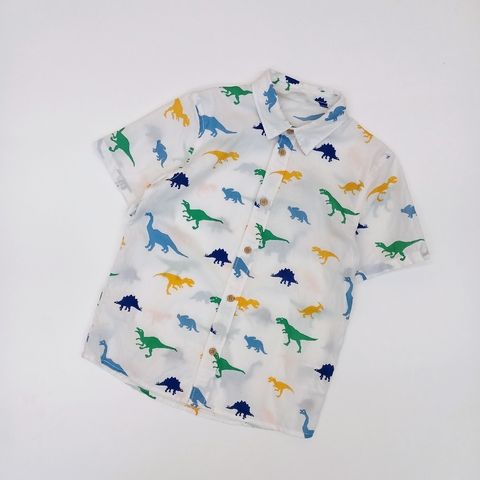 CAMISA H&M T. 6 AÑOS BLANCA DINOSAURIOS M/C