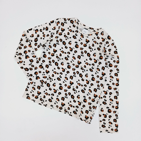 REMERA ZARA 11- 12 AÑOS BEIGE ANIMAL PRINT M/L