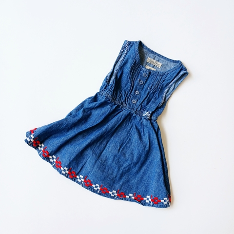 VESTIDO LUCKY BRAND T. 18 MESES JEANS CON BOMBACHITA SIN USO