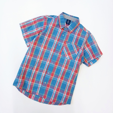 CAMISA MIMO T.12 AÑOS M/C CUADROS AZUL ROJO