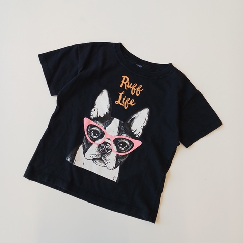 REMERA S/M T. 12 AÑOS NEGRA PERRITO M/C