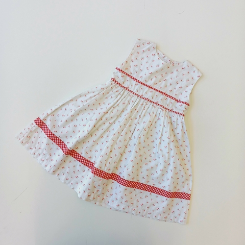 VESTIDO TURRON T.2 AÑOS BCO FLORES ROJAS