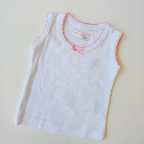 MUSCULOSA CRAYON T. 3- 6 ( 0-3 MESES ) BLANCA CON ROSA NUEVO