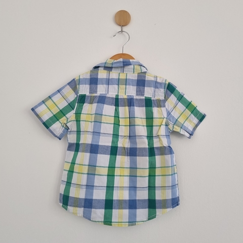 CAMISA GAP T.2 AÑOS M/C CUADROS CELES AMARI - tienda online