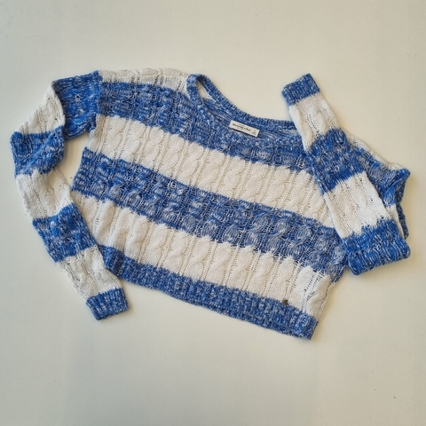 Sweater Abercrombie T. S (12-14 años) tejido azul blanco