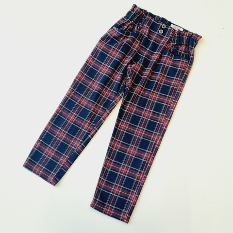 Pantalon Zara T. 9 años cuadrille bordo frunce cintura
